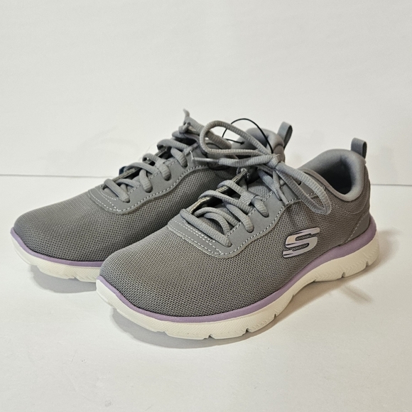 NWT Sketchers Sneakers Grey and Purple 5 1/2 - Picture 4 of 7